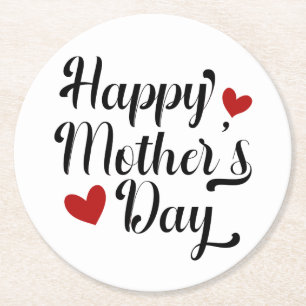 Dessous-de-verre Rond En Papier La calligraphie de la Journée des mères des plus