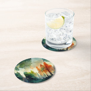 Dessous-de-verre Rond En Papier La forêt (nature)