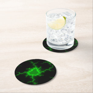 Dessous-de-verre Rond En Papier La foudre verte Alien frappe le noir