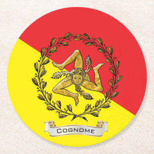 Dessous-de-verre Rond En Papier La guirlande olive sicilienne de Trinacria