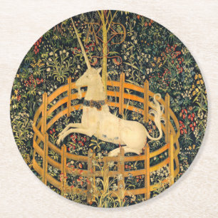 Dessous-de-verre Rond En Papier La licorne en captivité