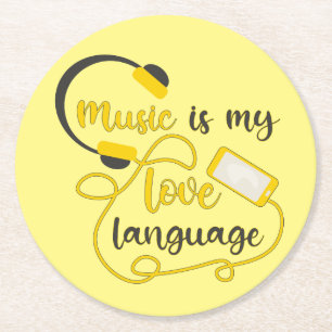Dessous-de-verre Rond En Papier La musique est ma langue d'amour phrase romantique
