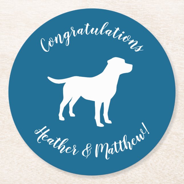 Dessous-de-verre Rond En Papier Labrador Chien Baby shower Blue Boy Lab (Devant)