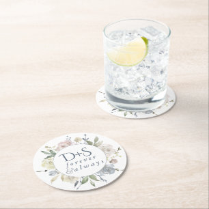 Dessous-de-verre Rond En Papier Lac Misty   Dusty Floral Toujours pour toujours Mo
