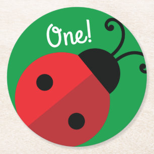 Dessous-de-verre Rond En Papier Lady Bug Cute Kid's Ladybug Birthday Party