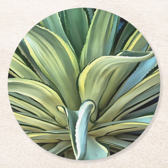 Dessous-de-verre Rond En Papier L'Agave Tropical Realism Art (Devant)