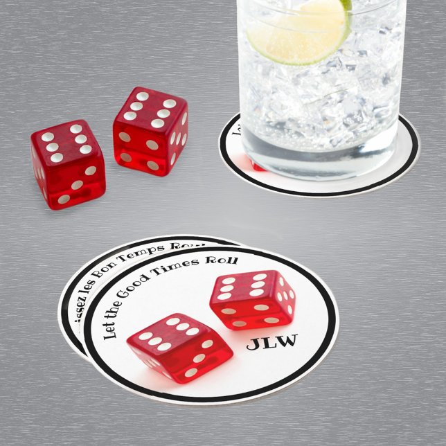 Dessous-de-verre Rond En Papier Laissez les bons moments rouler avec les initiales (Créateur téléchargé)