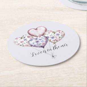 Dessous-de-verre Rond En Papier L'amour est dans l'air Ballons en forme de cœur Sh