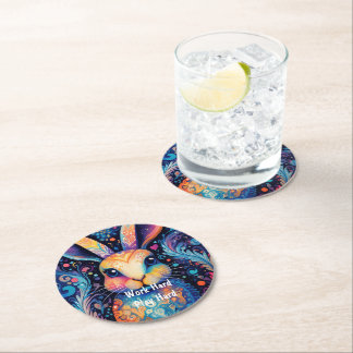 Dessous-de-verre Rond En Papier Lapin de fête 2 Coloré