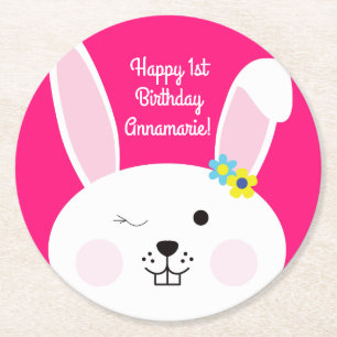 Dessous-de-verre Rond En Papier Lapin Lapin Pâques Printemps fête d'anniversaire