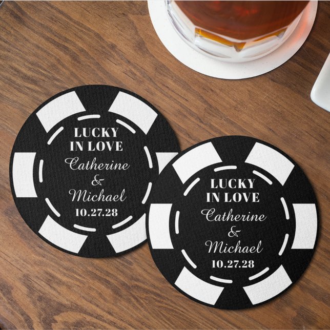 Dessous-de-verre Rond En Papier Las Vegas Casino Poker Chip Mariage Favoriser (Créateur téléchargé)