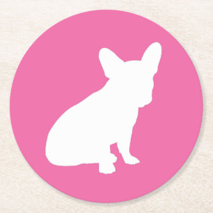 Dessous-de-verre Rond En Papier Le Baby shower français de Buldog Pink