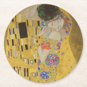 Dessous-de-verre Rond En Papier Le Baiser, Peinture à l'huile Art Nouveau, Gustav