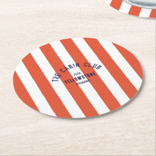 Dessous-de-verre Rond En Papier Le Crest personnalisé du Cabin Club avec rayure ro