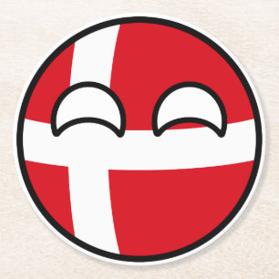 Dessous-de-verre Rond En Papier Le Danemark Geeky tendant drôle Countryball