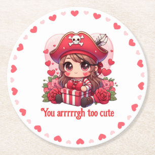 Dessous-de-verre Rond En Papier Le magnifique pirate de la Saint Valentin
