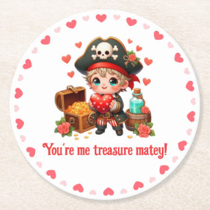 Dessous-de-verre Rond En Papier Le magnifique pirate de la Saint Valentin