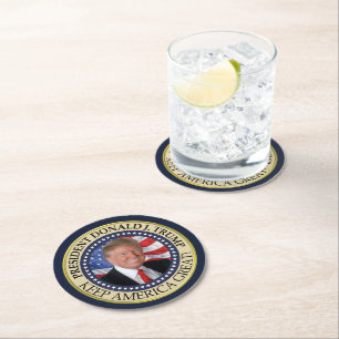 Dessous-de-verre Rond En Papier Le président Donald Trump 2020 garde l'Amérique gr