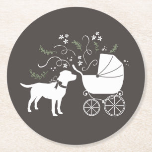 Dessous-de-verre Rond En Papier Le thème du chien du Labrador Baby shower Neutre s