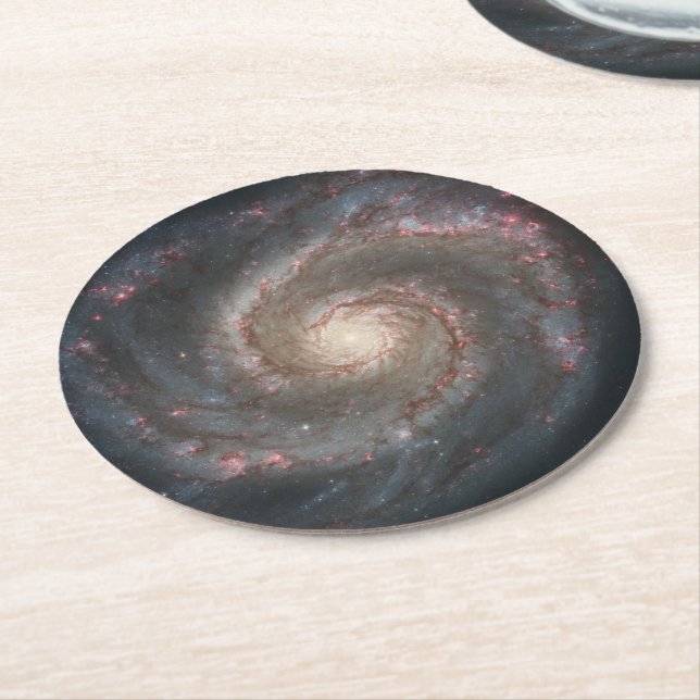 Dessous-de-verre Rond En Papier Le Whirlpool Galaxy M51 & Companion dans l'espace (Incliné)