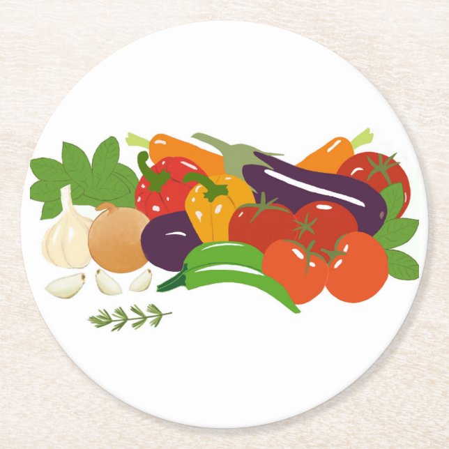 Dessous-de-verre Rond En Papier Légumes (Devant)
