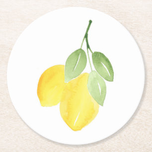 Dessous-de-verre Rond En Papier Lemons aquarelles