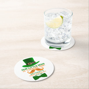Dessous-de-verre Rond En Papier Leprechaun moderne St. Patrick's Any Age Anniversa
