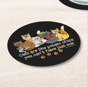 Dessous-de-verre Rond En Papier Les chats sont comme des chips