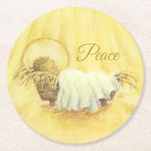 Dessous-de-verre Rond En Papier Les Dessous de verre de Noël de Jesus in Manger