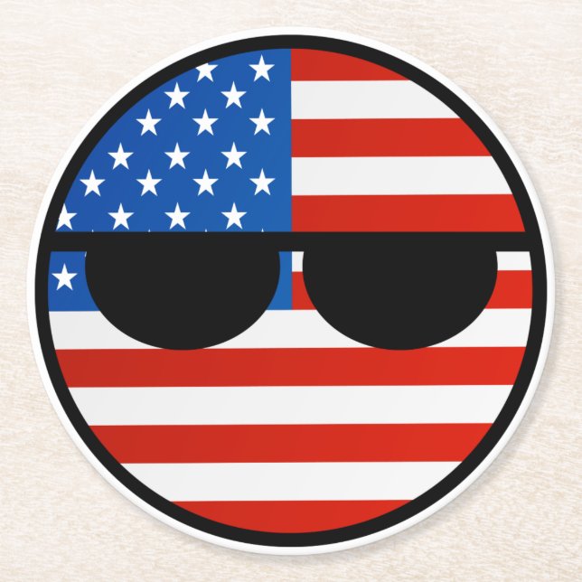 Dessous-de-verre Rond En Papier Les Etats-Unis Geeky tendants drôles Countryball (Devant)