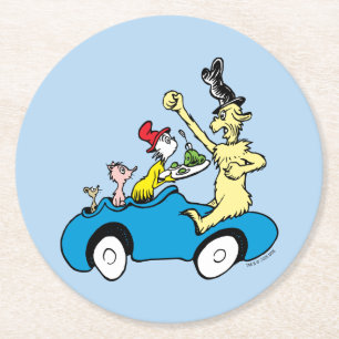Dessous-de-verre Rond En Papier Les personnages de Dr. Seuss dans les œufs verts e