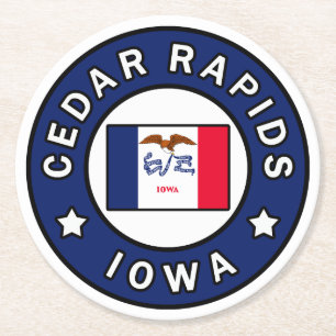 Dessous-de-verre Rond En Papier Les rapides de cèdre Iowa