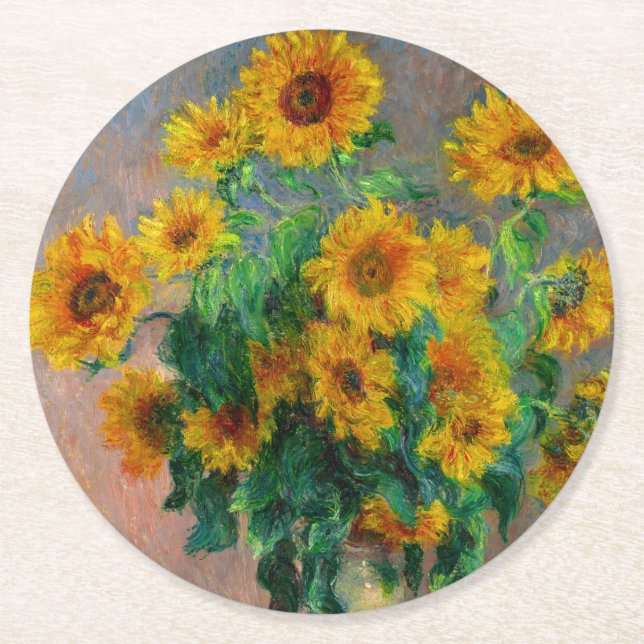 Dessous-de-verre Rond En Papier Les tournesols de Monet (Devant)
