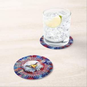 Dessous-de-verre Rond En Papier L'Esprit de 1776, 2026 L'aigle rouge de feu d'Amér