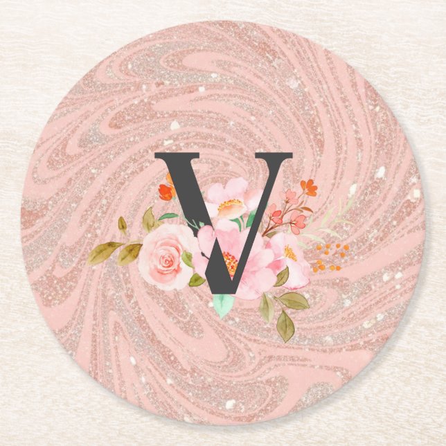 Dessous-de-verre Rond En Papier Lettre V (Devant)