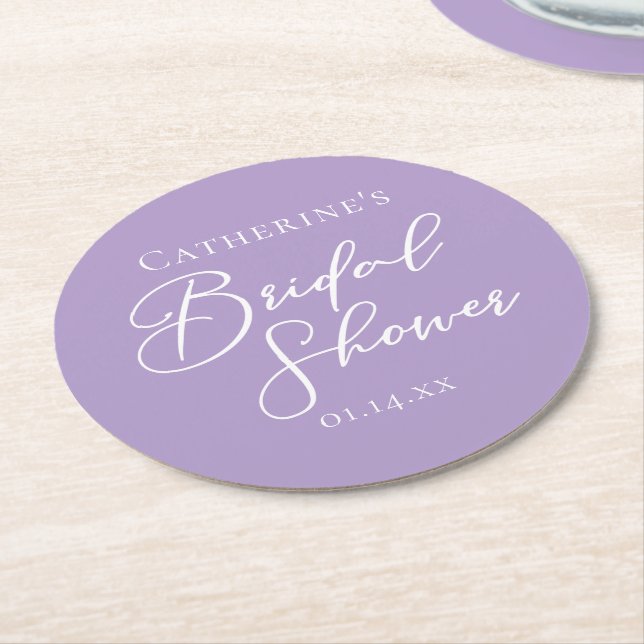Dessous-de-verre Rond En Papier Lilac Purple Bridal Shower Personalized (Incliné)