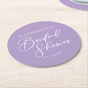 Dessous-de-verre Rond En Papier Lilac Violet Mariage Personnalisé