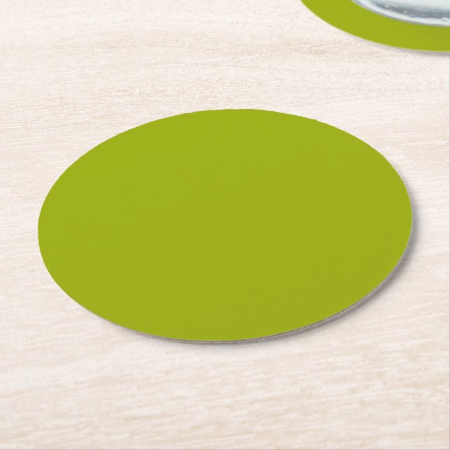 Dessous-de-verre Rond En Papier Lime solide vert (Incliné)