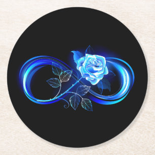 Dessous-de-verre Rond En Papier L'infini lumineux avec une rose bleue