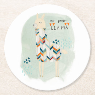 Dessous-de-verre Rond En Papier Llama Squad - Pas de Prob-llama