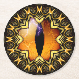 Dessous-de-verre Rond En Papier L'oeil d'un dragon d'or