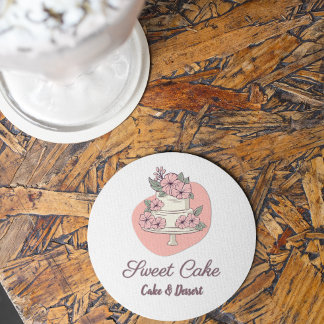 Dessous-de-verre Rond En Papier Logo de gâteau de boulangerie de gâteau doux & des