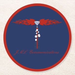 Dessous-de-verre Rond En Papier Logo de la tour de communication JML