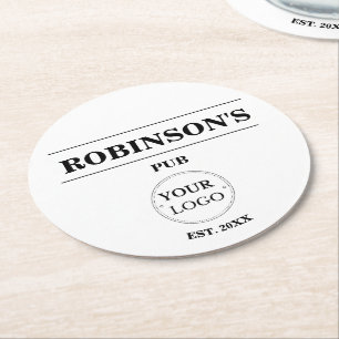 Dessous-de-verre Rond En Papier Logo de l'entreprise Pub Nom de la barre Année d'é