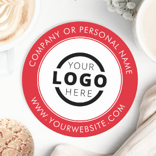Dessous-de-verre Rond En Papier Logo d'entreprise de marque personnalisée Rouge pr