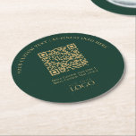 Dessous-de-verre Rond En Papier Logo d'entreprise Green & Gold QR Code promotionne<br><div class="desc">Ajoutez des détails de marque à votre entreprise avec ce dessous de verre de papier vert et or. Ce design est doté de modèle pour votre logo et code QR. (*Utiliser le fichier de code PNG QR avec un arrière - plan transparent) Vous pouvez utiliser ce dessous de verre personnalisé...</div>