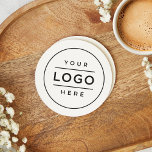 Dessous-de-verre Rond En Papier Logo d'entreprise personnalisé blanc arrondi<br><div class="desc">Un dessous de verre professionnel sur mesure pour votre entreprise présente votre logo imprimé sur un dessous de verre papier rond. Ajoutez simplement votre logo à la place de l'image de l'espace réservé noir. D'autres termes, comme un slogan ou un site Web, pourraient également être ajoutés par personnaliser. L'arrière -...</div>