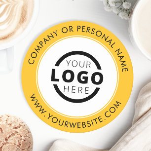 Dessous-de-verre Rond En Papier Logo d'entreprise personnalisé promotionnel Jaune