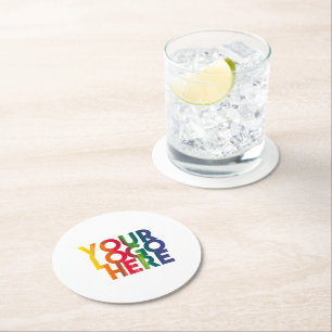 Dessous-de-verre Rond En Papier Logo d'entreprise simple blanc