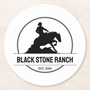 Dessous-de-verre Rond En Papier Logo du ranch pour chevaux pour endiguer la marque